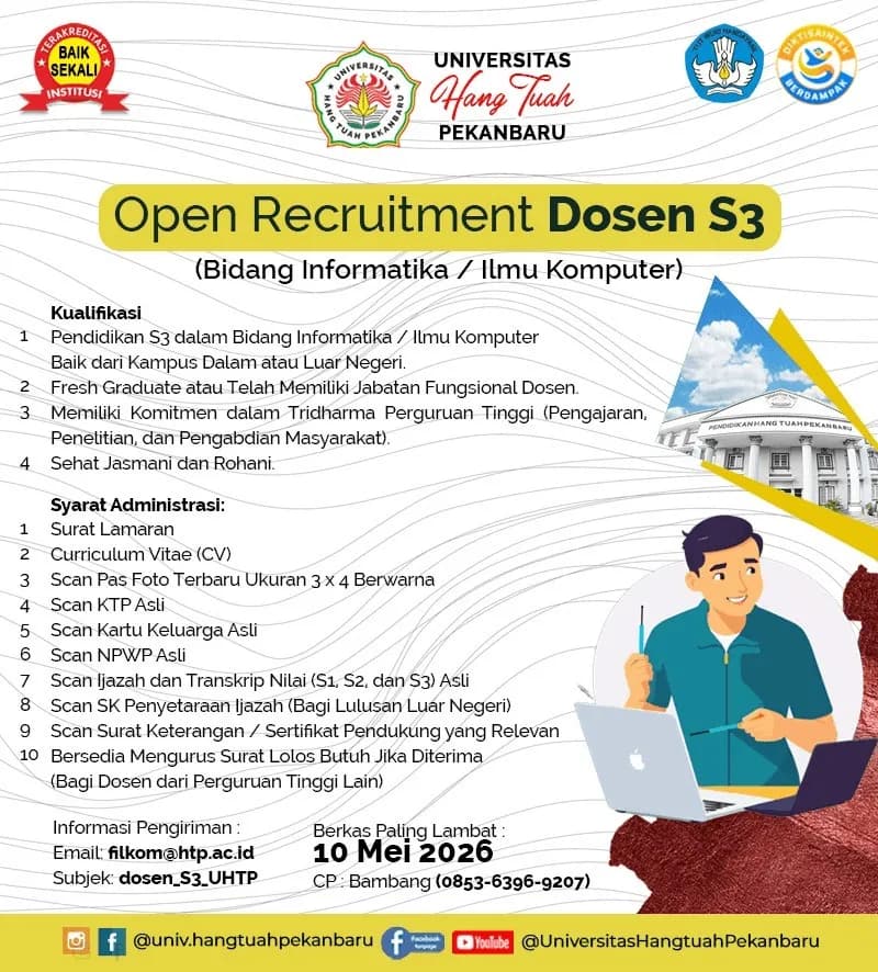 Open Recruitmen Dosen S3 (Bidang Teknik Informatika / Ilmu Komputer)
