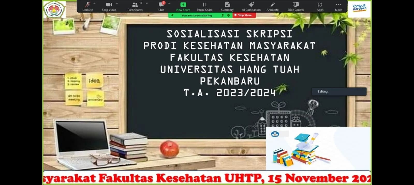 Pembekalan Skripsi Prodi Kesehatan Masyarakat Fakultas Kesehatan UHTP Tahun Akademik 2023/2024