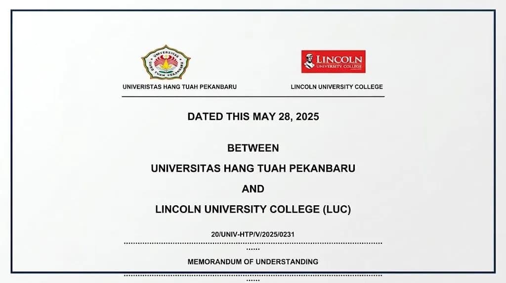 Memorandum Of Understanding Universitas Hang Tuah Pekanbaru and Lincoln University College