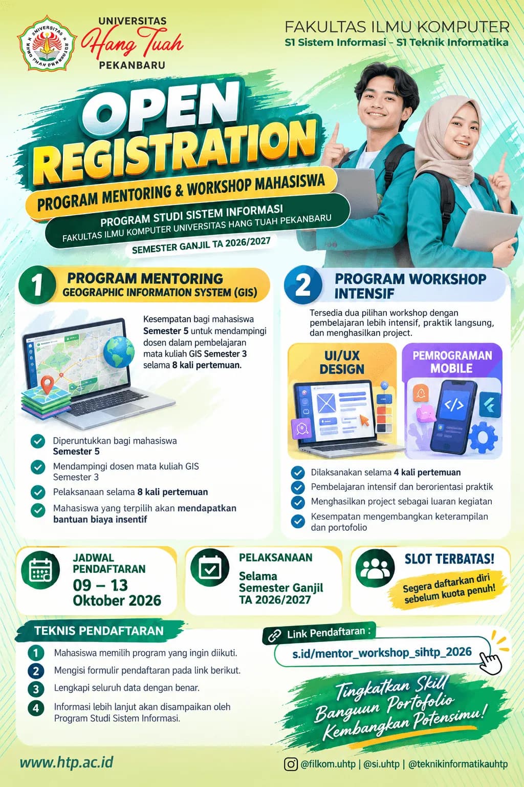 Prodi Sistem Informasi Universitas Hang Tuah Pekanbaru Buka Pendaftaran Program Mentoring GIS dan Workshop Intensif UI/UX serta Pemrograman Mobile