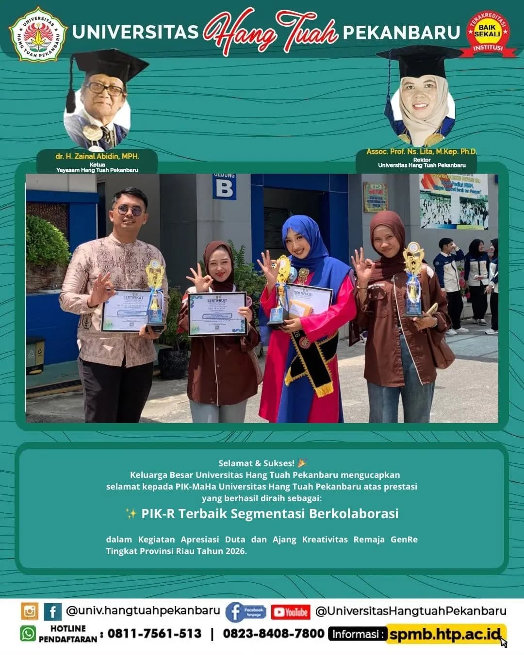 PIK-MaHa Universitas Hang Tuah Pekanbaru Raih Penghargaan PIK-R Terbaik Segmentasi Berkolaborasi Tingkat Provinsi Riau Tahun 2026
