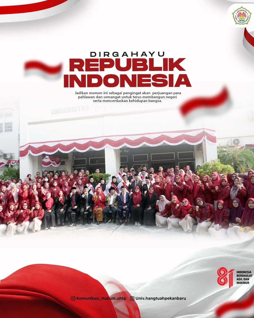 Universitas Hang Tuah Pekanbaru Gelar Upacara Bendera Peringatan HUT ke-81 Kemerdekaan Republik Indonesia